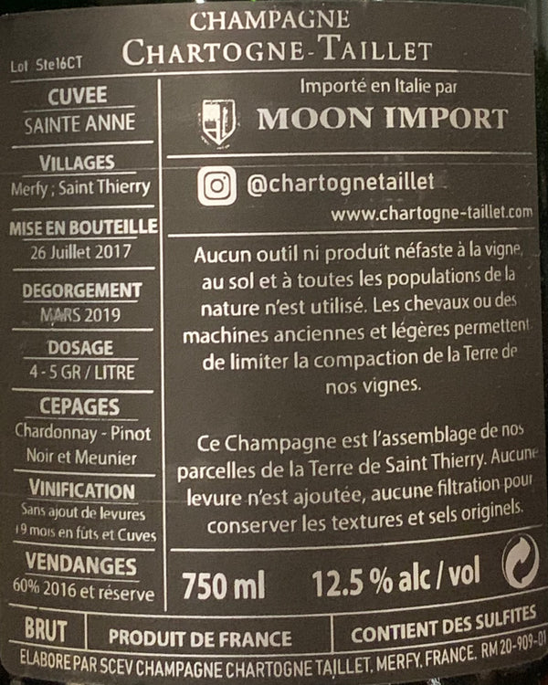 Champagne Charton-Taillet -  Sainte Anne Brut sboccatura 2019