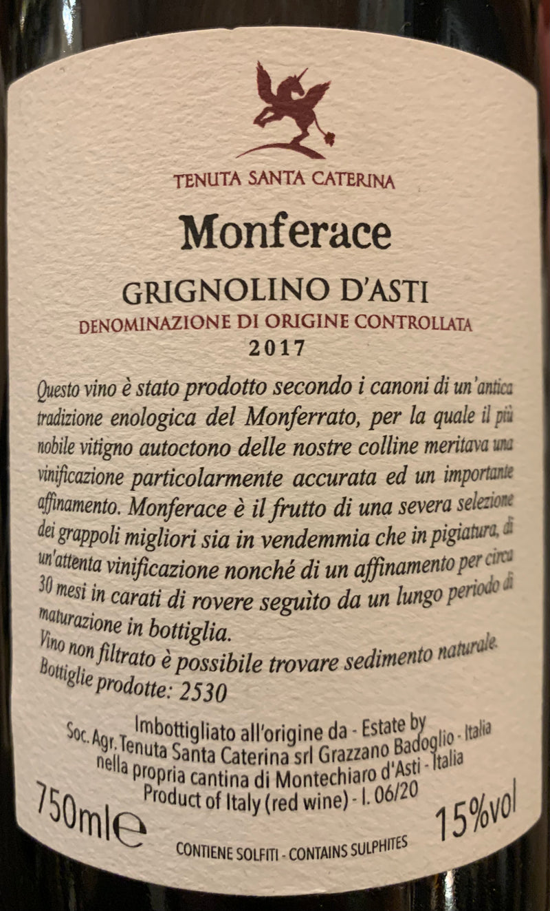 Grignolino D'Asti DOC "Monferace" 2017  -  Tenuta Santa Caterina