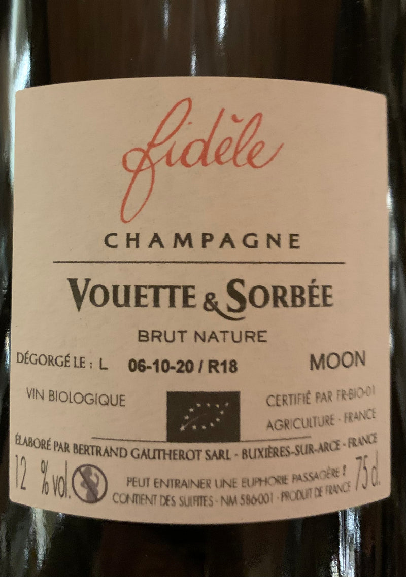 Champagne Vouette et Sorbée - Fidéle  Brut nature